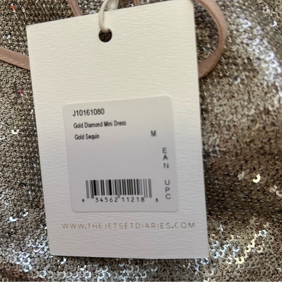 NWT THE JETSET DIARIES Gold Diamond Sequin Mini Dress - Picture 14 of 16